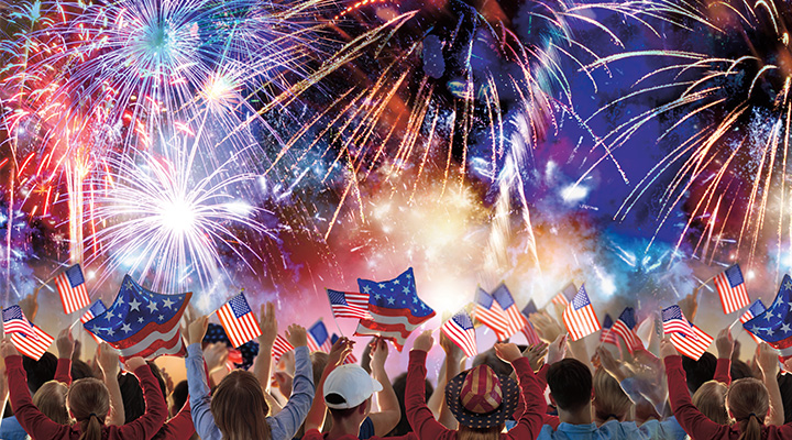 A crowd gathered for Fourth of July and watching fireworks